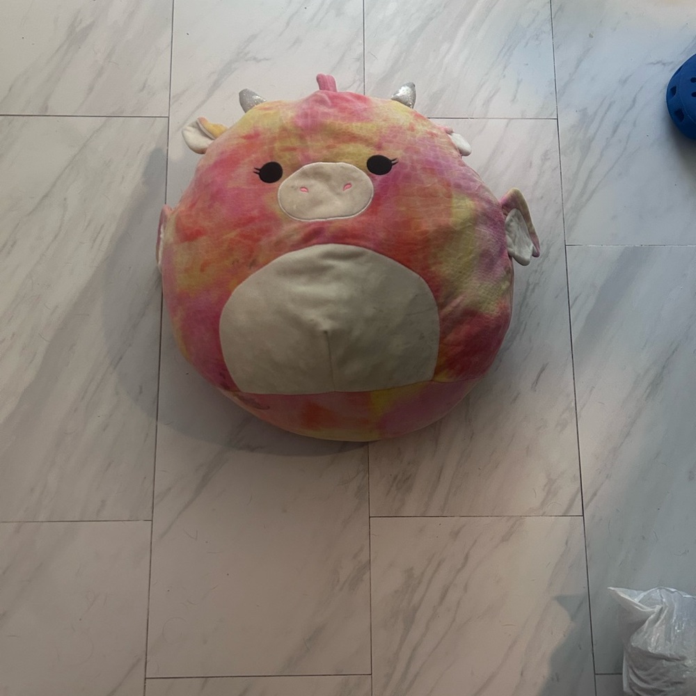Squishmallows Pink and Yellow Tie-Dye Stuffed Animal
